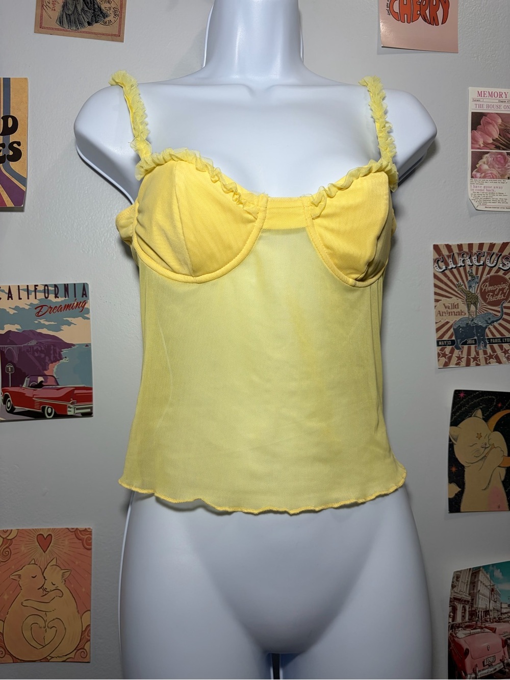 Yellow Ruffled Bustier Tank Top - Women
